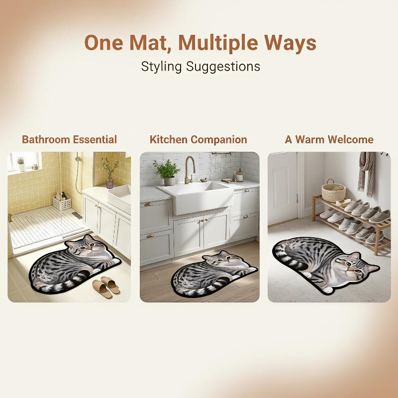 Home Decor Bathroom Ideas - Diatomite Bath Mat Lovely Cat Print