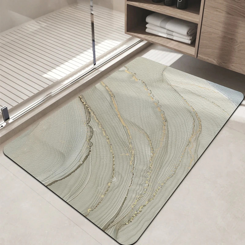 Home Made Bathroom Vanity - VIKAMA Luxury Watercolor Marble Bath Mat,
