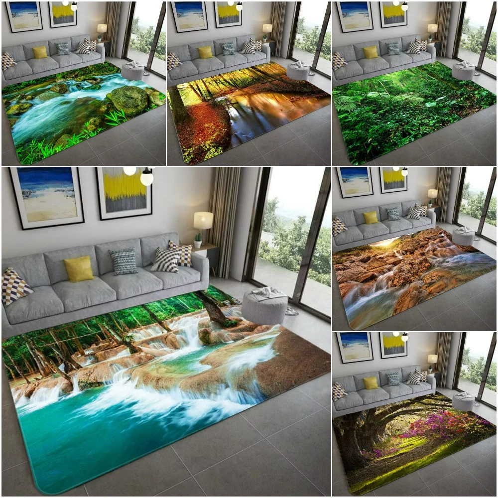 Home Decor Bathroom Ideas - Nature Inspired 3D Scenery Carpet Soft