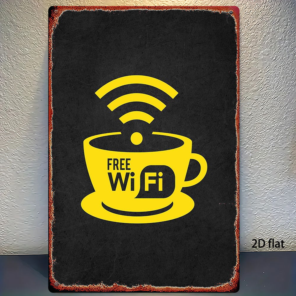 Home Decor Bathroom Ideas - 2D Vintage Metal Sign, WiFi Zone