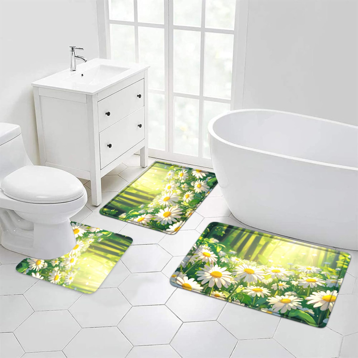 Daisy Floral Bath Mat Set Bath - огляд і ціна Home Made Bathroom Vanity