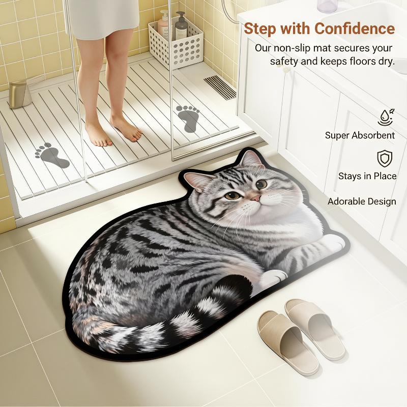 Diatomite Bath Mat Lovely Cat  - огляд і ціна Home Decor Bathroom Ideas
