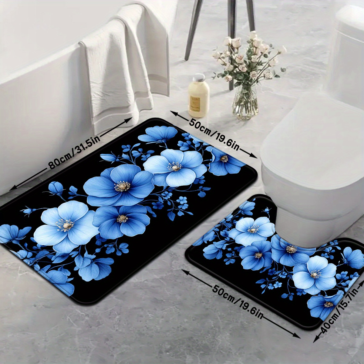 Blue Floral Bathroom Mat Set A - огляд і ціна Home Made Bathroom Vanity