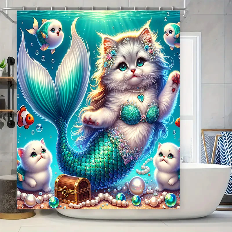 Shower Curtain Mermaid Cat Fis - огляд і ціна Home Decor Bathroom Ideas