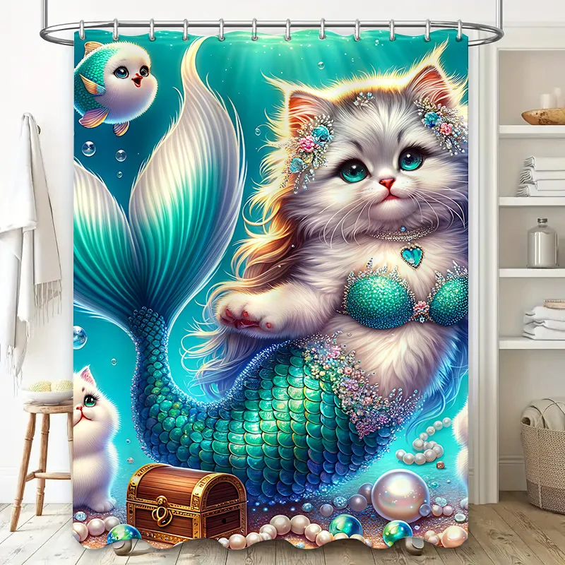 Shower Curtain Mermaid Cat Fis - огляд і ціна Home Decor Bathroom Ideas