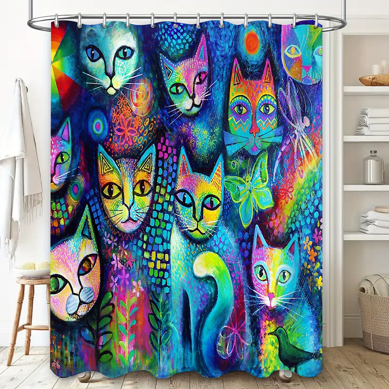 Cat Shower Curtain Artistic An - огляд і ціна Home Decor Bathroom Ideas