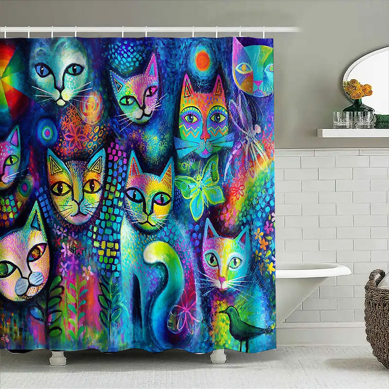 Cat Shower Curtain Artistic An - огляд і ціна Home Decor Bathroom Ideas